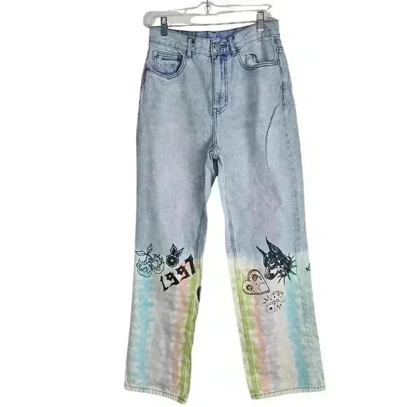 Urban Outfitters Jeans Womens 28" Rainbow Art BDG‎ Graffiti Cowboy - Picture 1 of 4